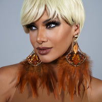 Creeper Queen Faux Feathers Earrings